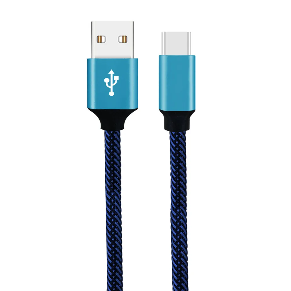 Синий Высокое качество 0,3 м нейлоновый Прочный Плетеный Канат USB-C type-C 3,1 Синхронизация данных зарядное устройство зарядный кабель провод для Samsung для ладони - Цвет: Синий