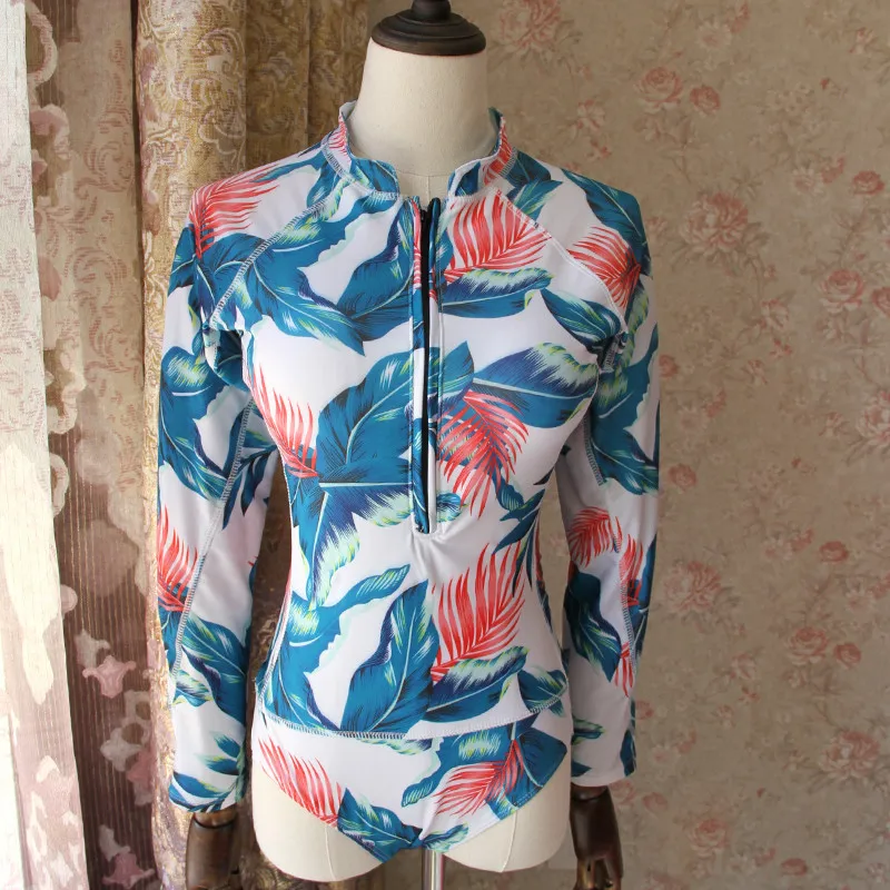 Уэйд море 2018 пляж с длинным рукавом Купальники печати Одна деталь Мягкий ванный