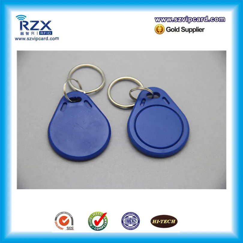 5000pcs Blue color 13.56Mh FM11RF08 1K memory rfid proximity tag key fob/ chain for access control system