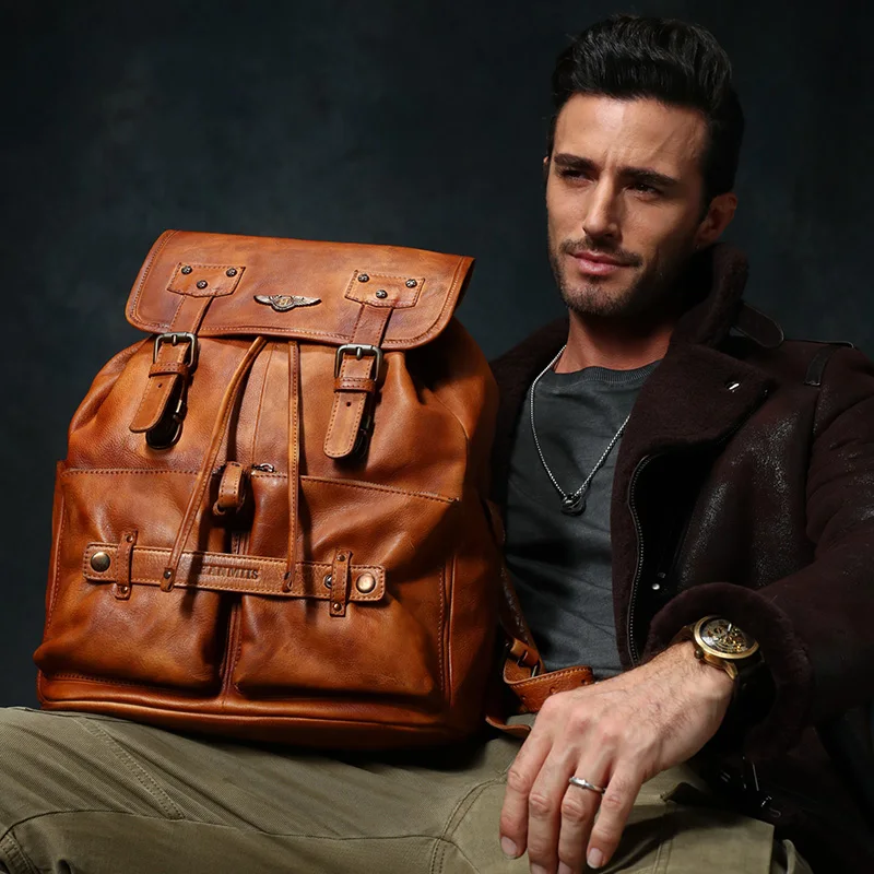 Роскошные многофункциональные мужские рюкзаки в стиле ретро деловая сумка через