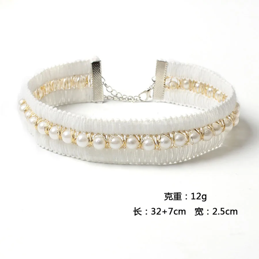 Женское Ожерелье-чокер с жемчугом массивное ожерелье из Ткани в стиле Харадзюку