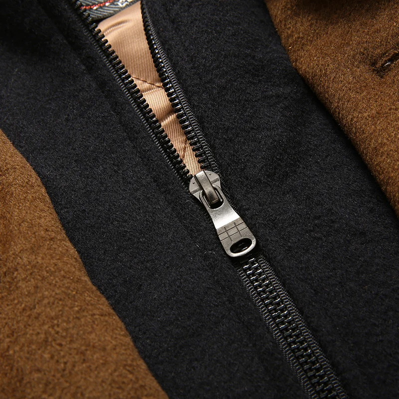 

Vogue Nice Winter New Fashion Medium Long Woolen Trench Coat Men Overcoat Winter Jacket Men Windbreaker Thick Solid Black