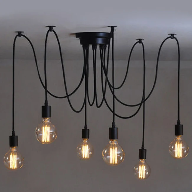 Антикварная винтажная промышленная лампа E27 Edison, держатель лампы, люстра, подвеска, Ретро лампа накаливания, потолочный светильник, розетка 6 головок