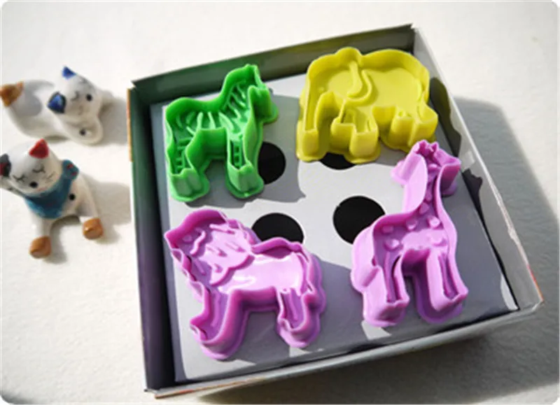 4 шт./лот формочки для печенья с изображением животных слона жирафа лошади Льва