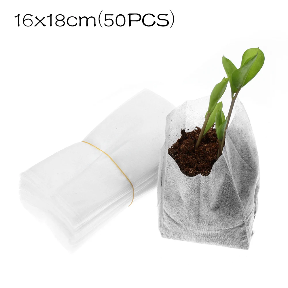 50/100 шт./компл. биоразлагаемые нетканые мешки для питомника растительные мешки саженцы подъемные сумки Экологичная сумка для посадки аэрации