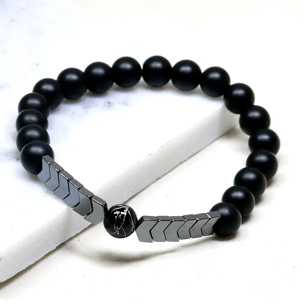 Новый стиль Матовый оникс камень гематит стрелы ювелирные изделия мужские