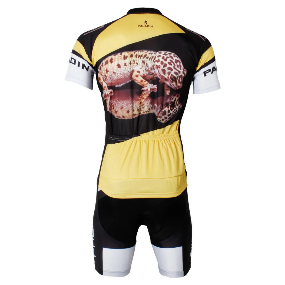 

Free shipping New 3D Realistic House lizard Men Yellow Short Sleeve Cycling Jersey Polyester Bike Clothing Size S To 6XL