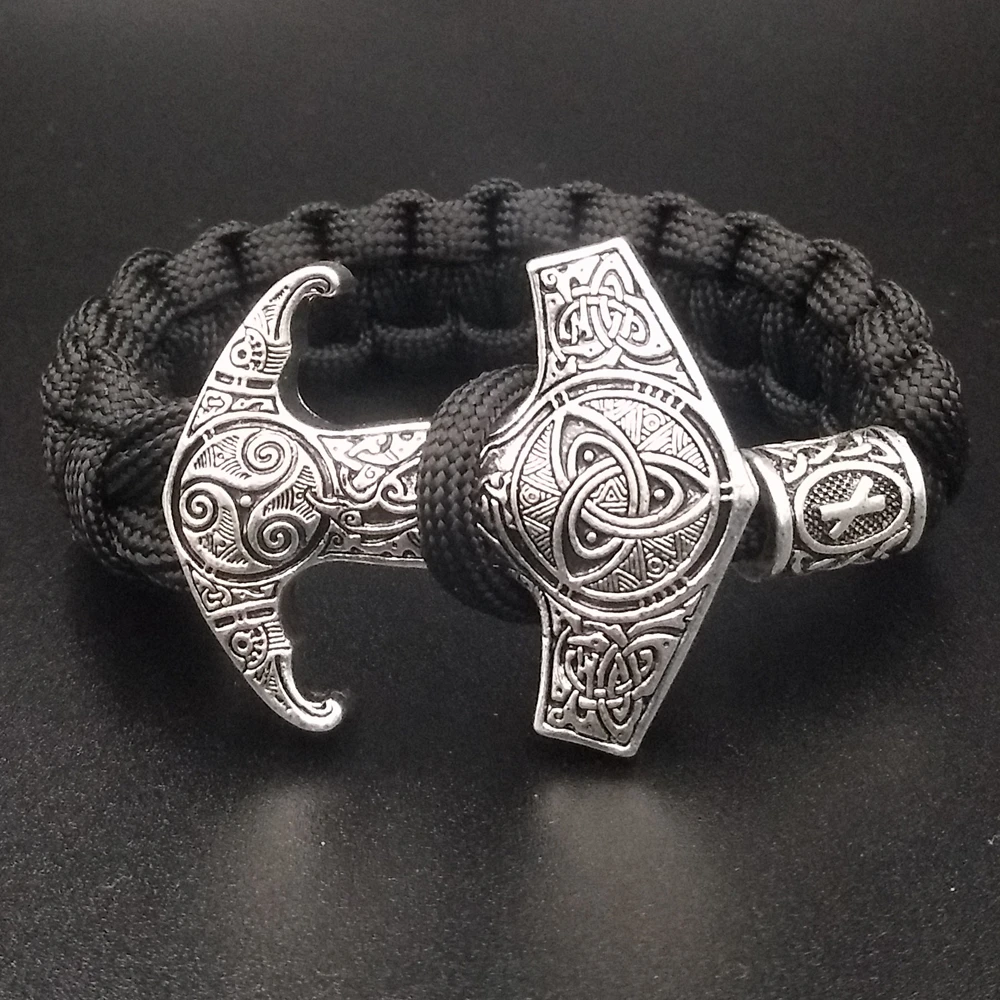 Odin Ворон славянский Коловрат Тор молот Мьёльнир мужские Vikingos Triskele троица Викинг браслет Valknut Vegvisir руны ювелирные изделия