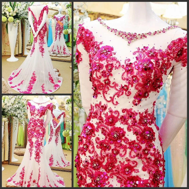 

Custom Made Sexy Long Evening Dress Mermaid Lace Party Dress Beads Pearls Vestidos Festas DF70