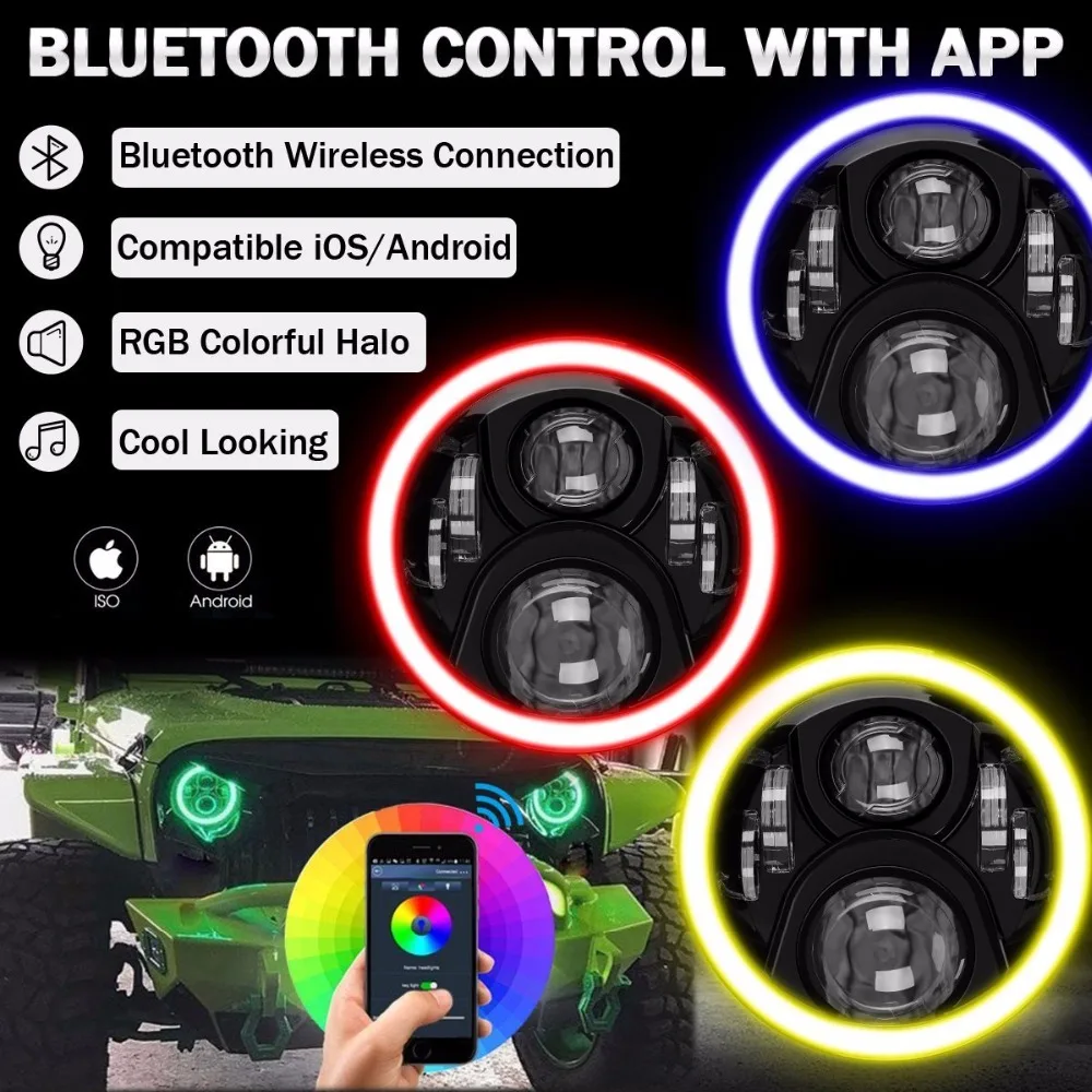 RGB 60 Вт 7 &quotкруглый светодиодный фонарь дальнего света для Jeep Land Rover Defender |