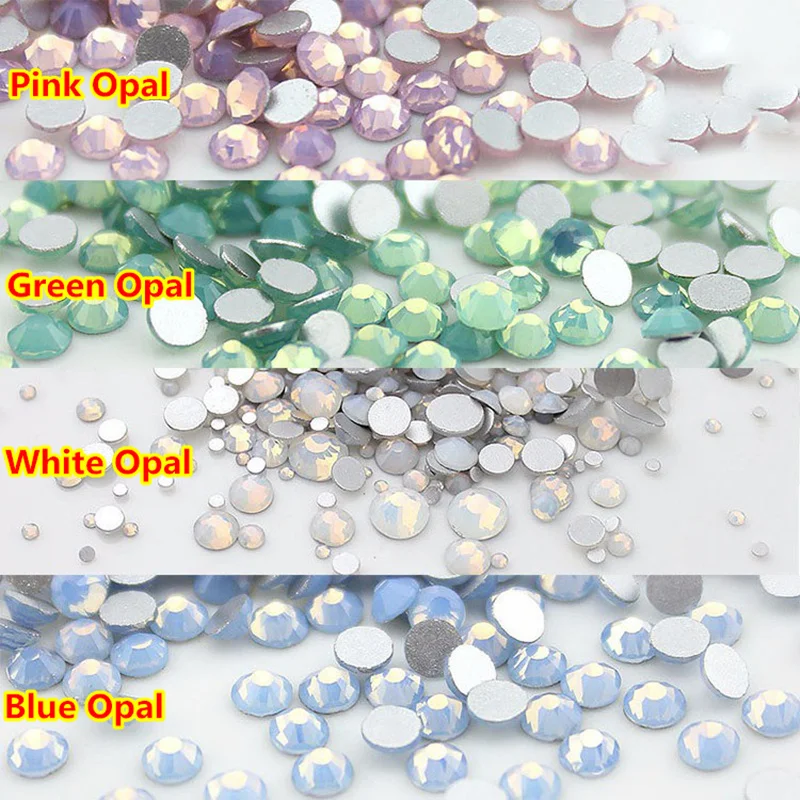 

ss6 1.9mm-2.0mm Mix White/Green/Pik/Blue Opal 3D Nail Rhinestones Flatback Glass Strass Non HotFix Rhinestone For DIY Nails
