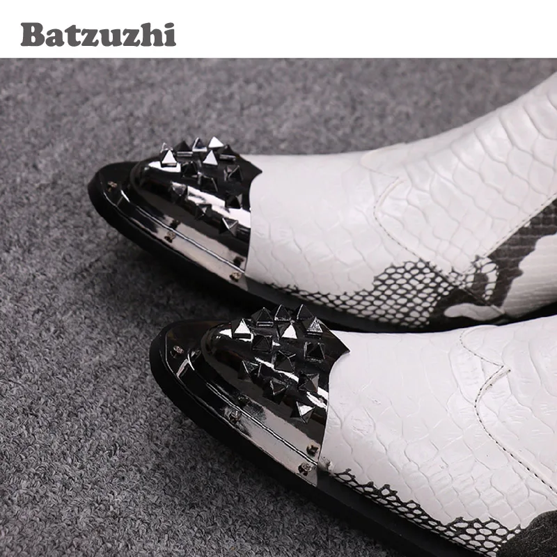 Batzuzhi/мужские ботинки; высокие кожаные ботинки; роскошные красивые мужские ботильоны с острым носком и стальным носком; свадебные ботильоны; размеры 38-46