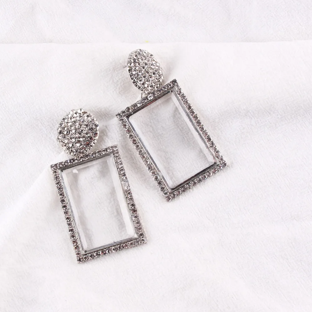 DiLiCa трендовые женские серьги со стразами массивные большие простые