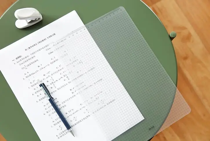 3pcs Simple Transparent PP Test Grid Pad A4 Cutting Mat Desktop Stationery Ruler With Calibrated Writing Board