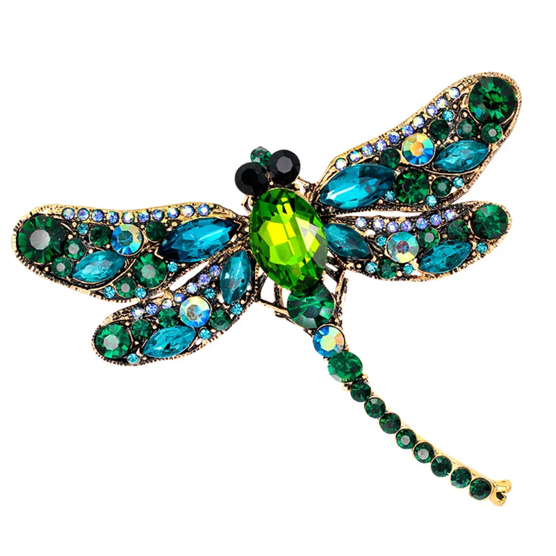 Брошь со стразами и кристаллами булавка для корсажа женская маленькая стрекоза
