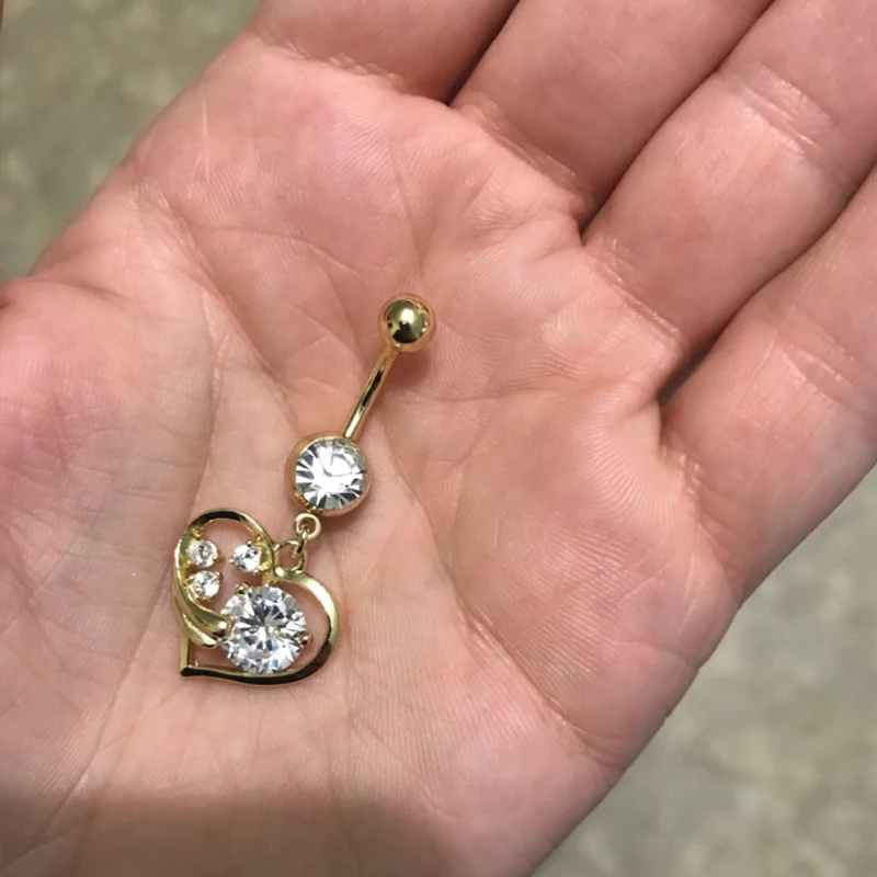 Модные кольца для пирсинга пупка в форме сердца золотого цвета хирургический