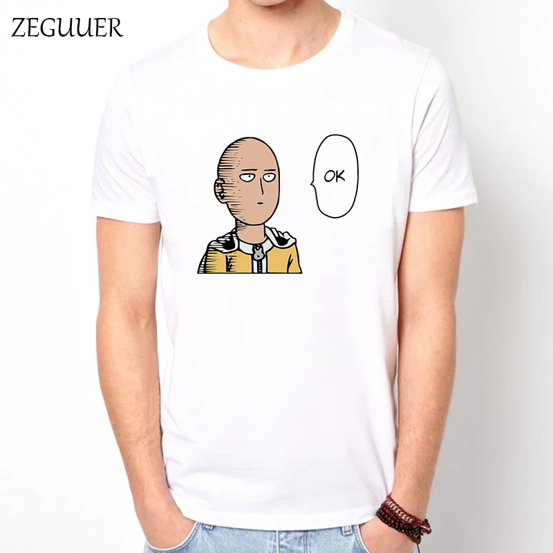 Футболка One Punch The Novel, японское аниме, белая, короткий рукав, Harajuku, уличная одежда, хлопок, Мужская футболка, повседневная одежда