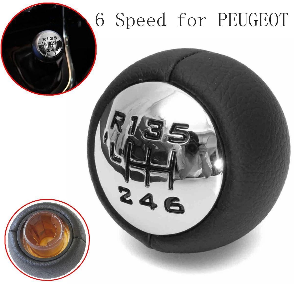 

6 Speed Car Gear Shift Knob for Peugeot 307 308 3008 407 5008 807 for Partner Tepee for Citroen C3(A51) C4 Picasso C8