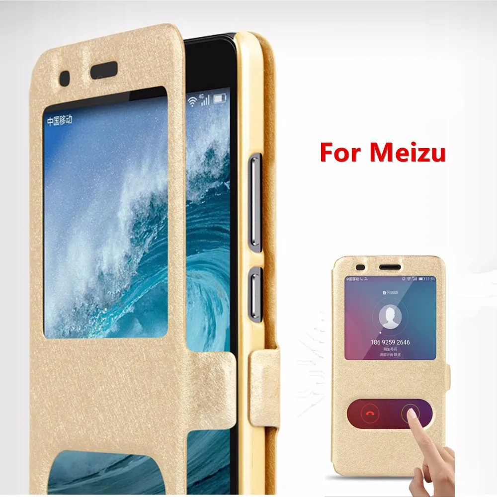 Для Meizu M5S M6S M5C M5 M6 M3 Mini Note M3S PC + Шелковый кожаный чехол книжка с окошком для M 5 3 6 S 15