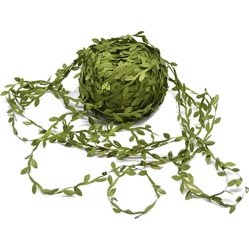 10 метров зеленые Золотые листья из ротанга шелковые Искусственные венки для