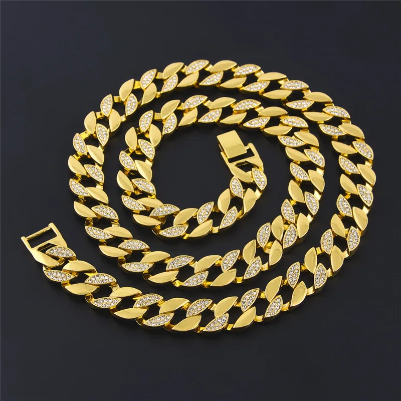 Iced Out цепи для мужчин s цепочки и ожерелья роскошные Золотая цепь со стразами хип хоп Jewelry Hipster Снаряженная Цепь для