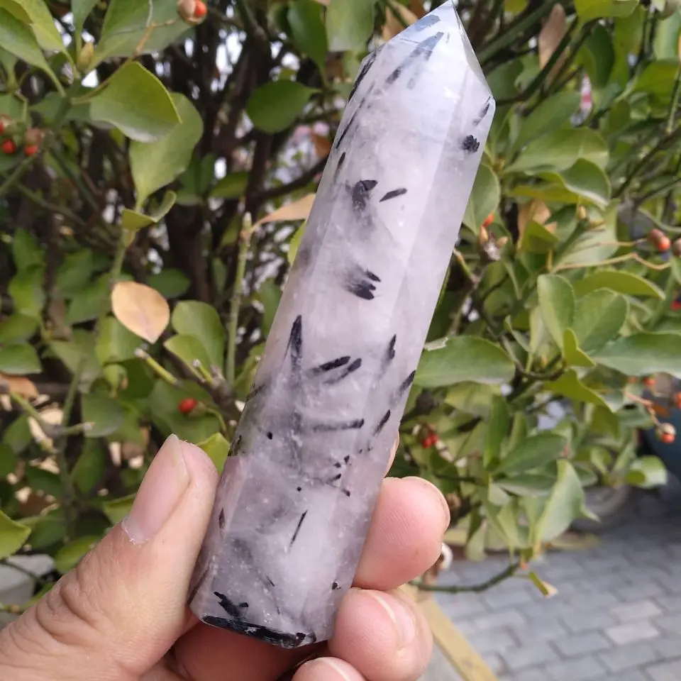 

70g 1pcs Natural Black Tourmaline quartz obelisk wand point Healing