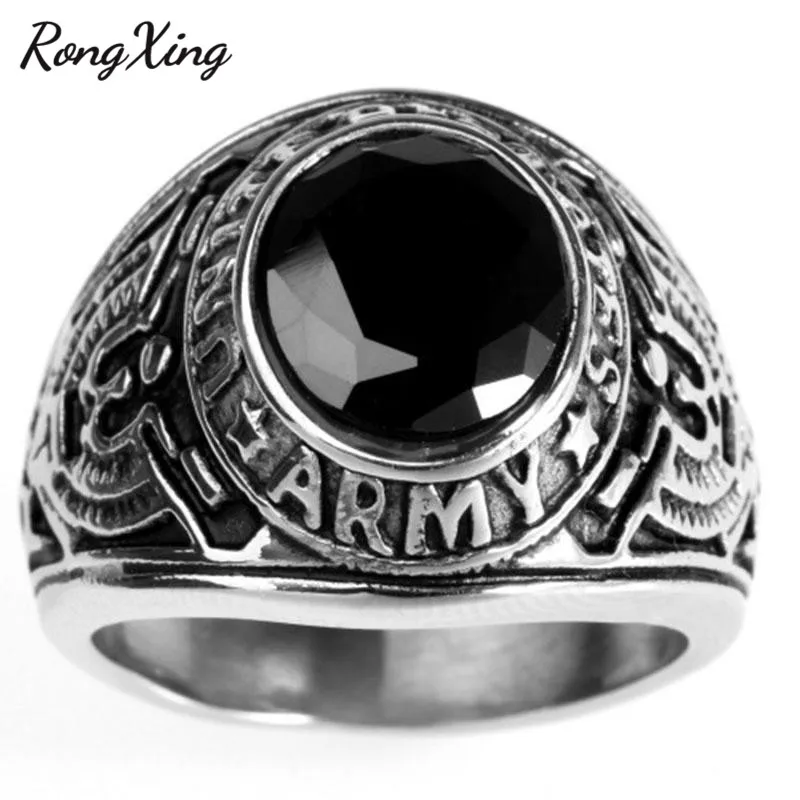 Rongxing старинный круглый камень синий/красный/зеленый камень кольца для мужчин и женщин Античный Серебристый циркониевый Мужской панк ювелирные изделия подарки
