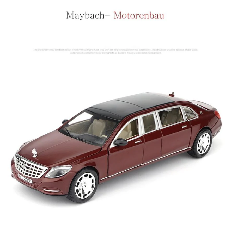 Горячая 1:24 Масштаб колеса литья под давлением автомобиль BENZ Maybach S600 металлическая модель с светильник и звуком вытяните назад игрушки коллекция для подарков - Цвет: Красный