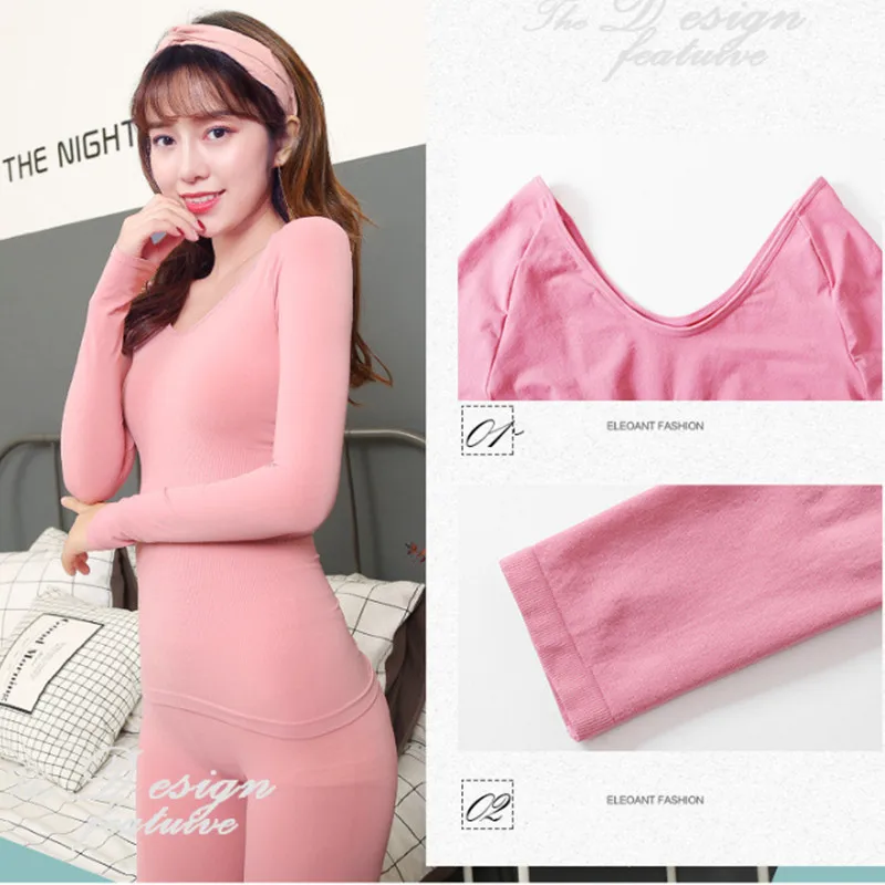 

Women Thermal Underwear Sets For Autumn Winter Female Warm Long Johns Suit Solid Slim Shapers Underwear High Quality 2018 New