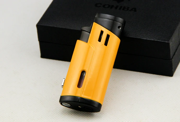 COHIBA зажигалка для сигарет Сигар Зажигалка 3 струйная металлическая Бутановая