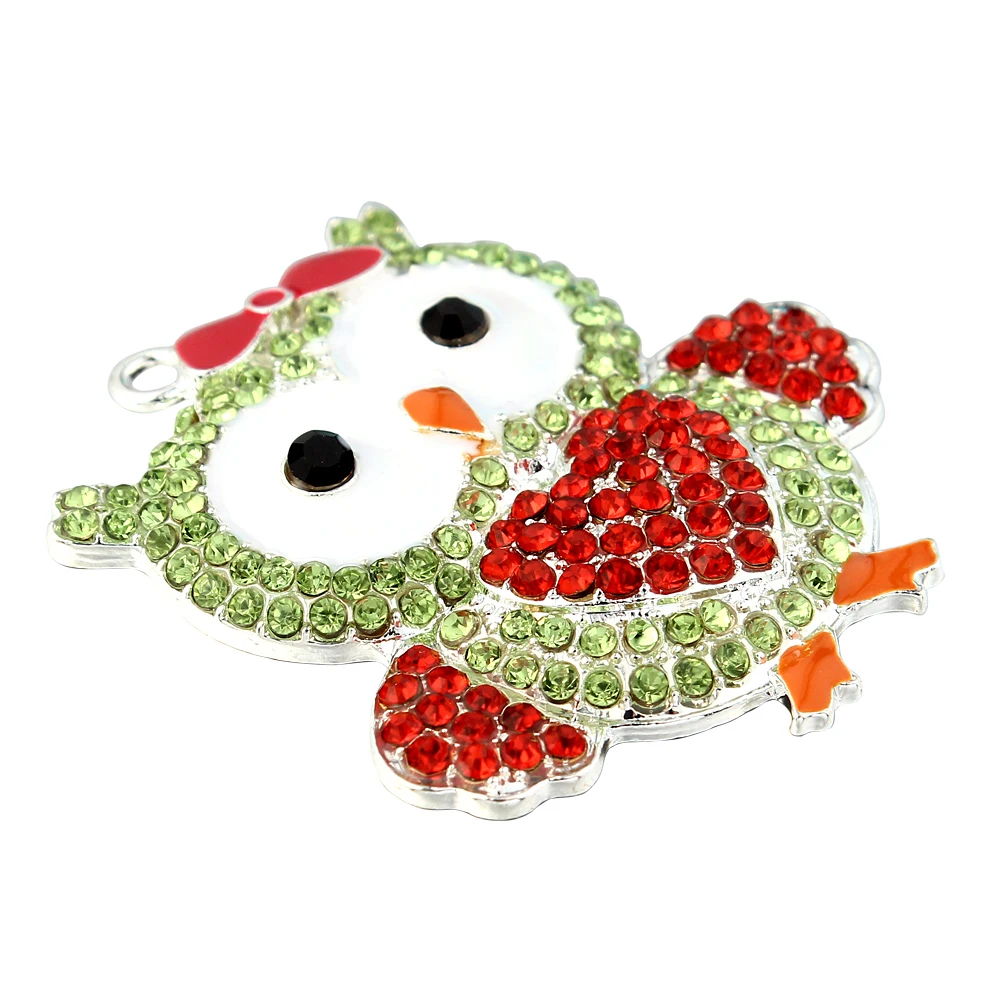 Christmas Gift 48.5*43mm Kawaii Owl Rhinestone Holiday Pendants 10Pcs for Chunky Necklace | Украшения и аксессуары