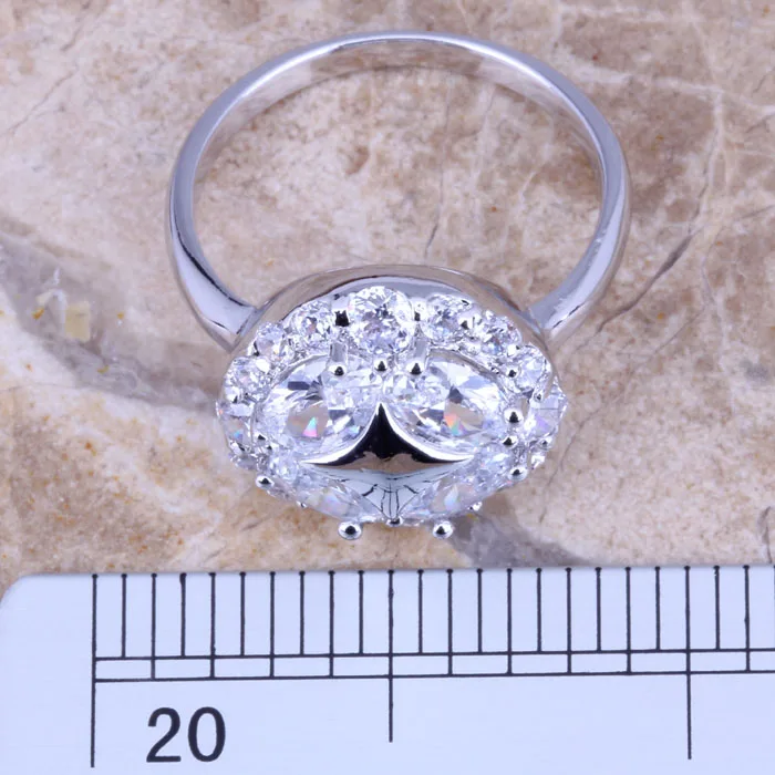 Уникальное белое CZ посеребренное женское Ювелирное кольцо Размер 6/7/8/9 R0409|bag