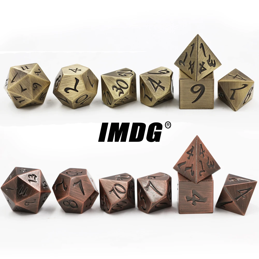 IMDG 7 шт./компл. креативная РПГ игра кости многогранные металлические DND большой