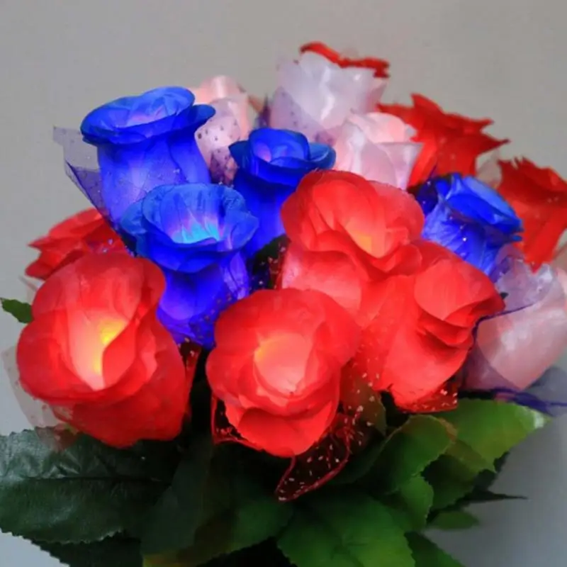 2018 1 шт. светодиодный светильник с имитацией роз светящиеся пластиковые розы
