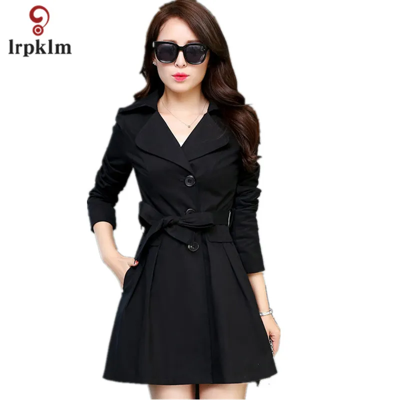 2017 High Quality Spring Autumn New Casual Womens Fashion Long Trench Coat Full Sleeve For Lady Plus Size XXXL Skirt Hem YY909 | Женская