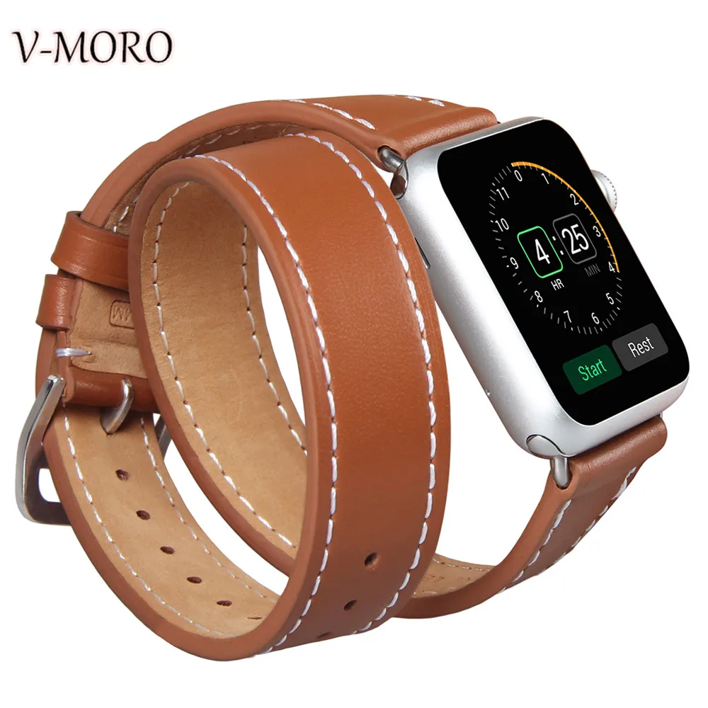 V MORO для iWatch Apple Watch ремешок из натуральной кожи двойные ремешки часов APPLE 38 мм 3