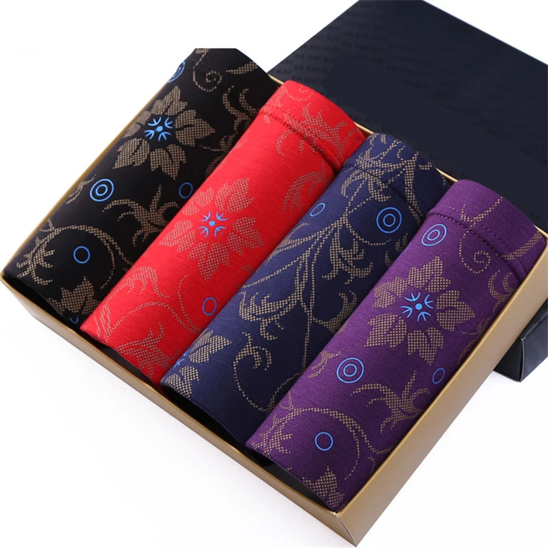 Мужские трусы брифы 4 шт./лот из модала мужские большого размера с выпуклым