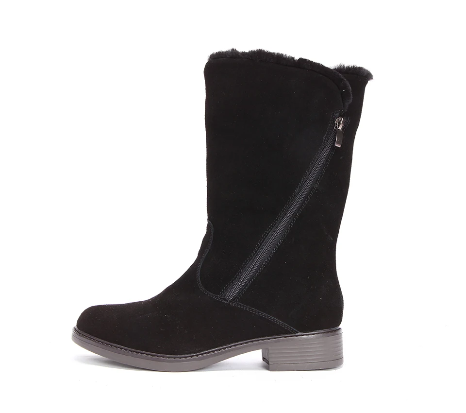 GOGC Genuine Leather Women Winter High Boots Warm Heel Woman Winter Shoes New Mid-Calf Boots Women's Boots for Winter G9818