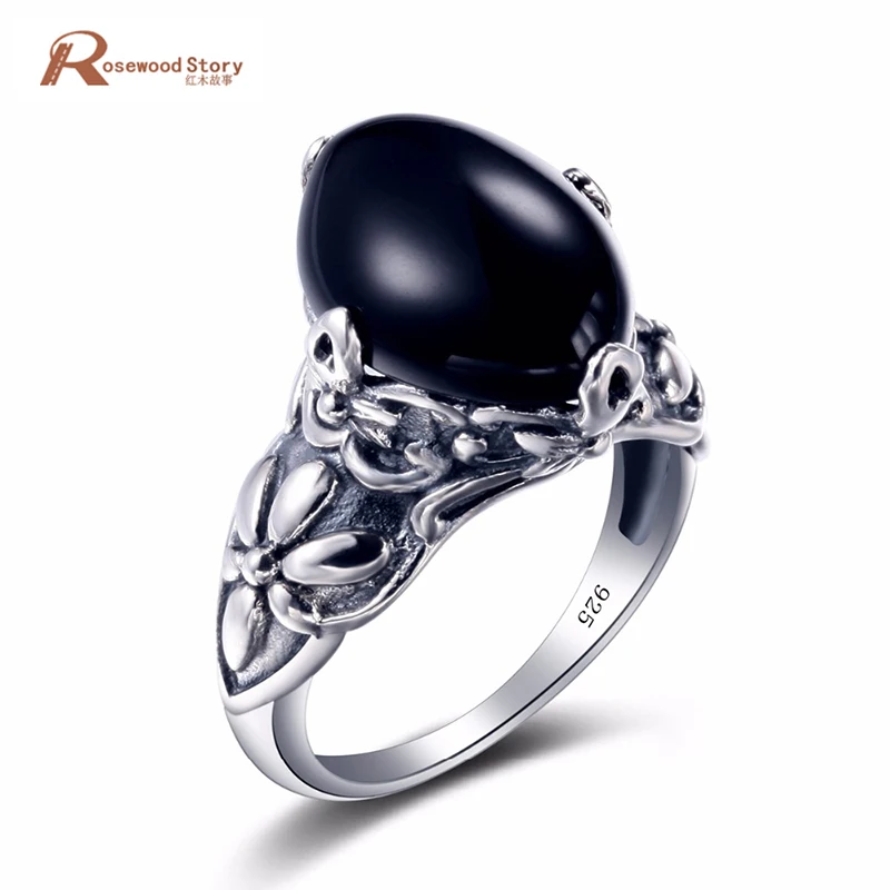 Европейские Роскошные Винтажные Ювелирные изделия Коктейльные кольца с черным