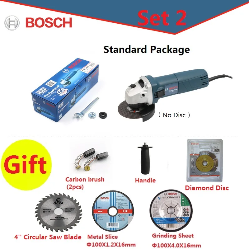 BOSCH угловая шлифовальная машина шлифовальный станок металлический полировщик угловой Электроинструмент шлифовальный станок для резки металла дерева 100 мм шлифовальный диск