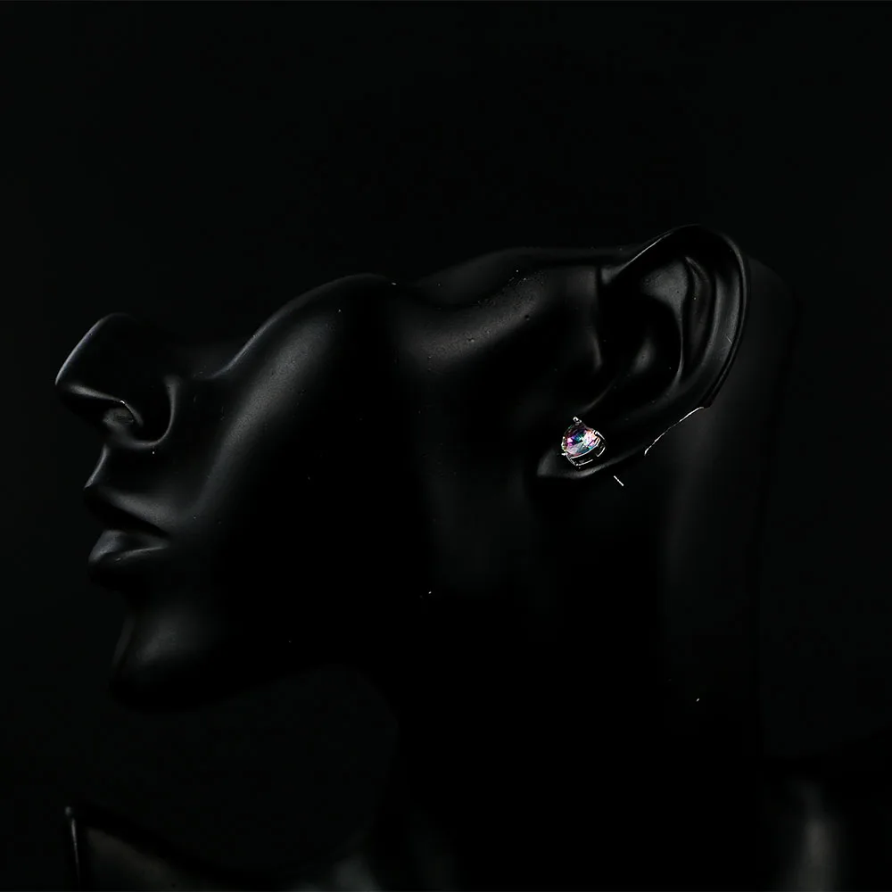 Женские блестящие серьги гвоздики с опалом 1 пара розово синих сережек со