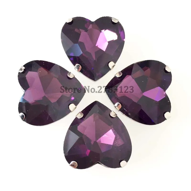 Заводские продажи! Темно фиолетовая в форме сердца AAA плоские стеклянные