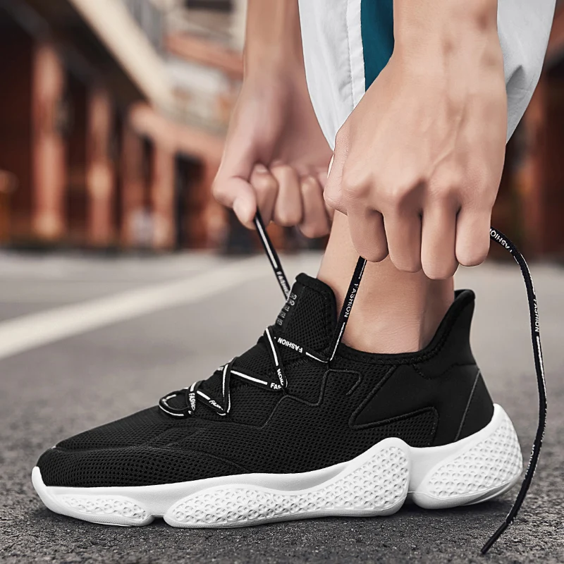 Hemmyi White Sneakers Couple Shoes Mesh Thick Bottom Mens Casual Spring/Autumn Breathable Sapatos Masculino Black | Обувь