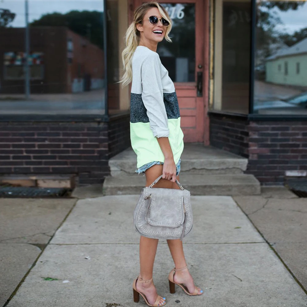 Для женщин Торговый полиэстер с круглым вырезом Футболка длинными рукавами