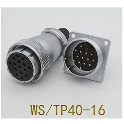 WS40-16Pin 1 комплект WS/TP40 авиационным соединителем мужской и женский квадратный фланец гнездо 5/9/15/16/26/31 Pin штепсельная вилка авиации круговой разъем кабеля - Цвет: WS40-16Pin