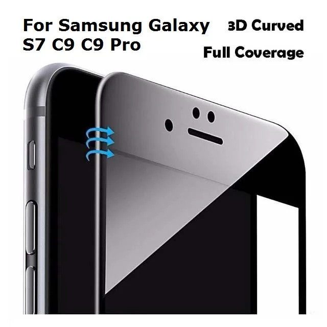 10x Ясно Экран протектор Закаленное Стекло для Samsung S7 C9 Pro 3D мягкий край закаленное