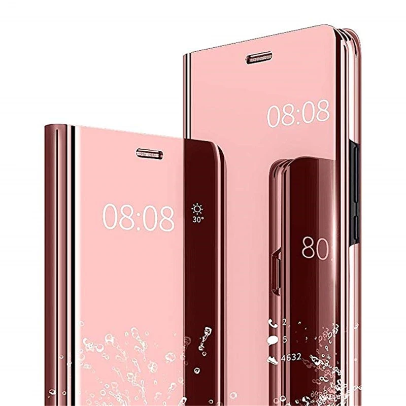 Роскошное умное зеркало флип чехол для спортивной камеры Xiao mi Red mi 7 4X5 плюс 6A S2 Go Galaxy Note 7 3 4X5 5A 6 Pro mi 9 A1 A2 6 8 SE Lite F1 Funda - Цвет: Rose Gold