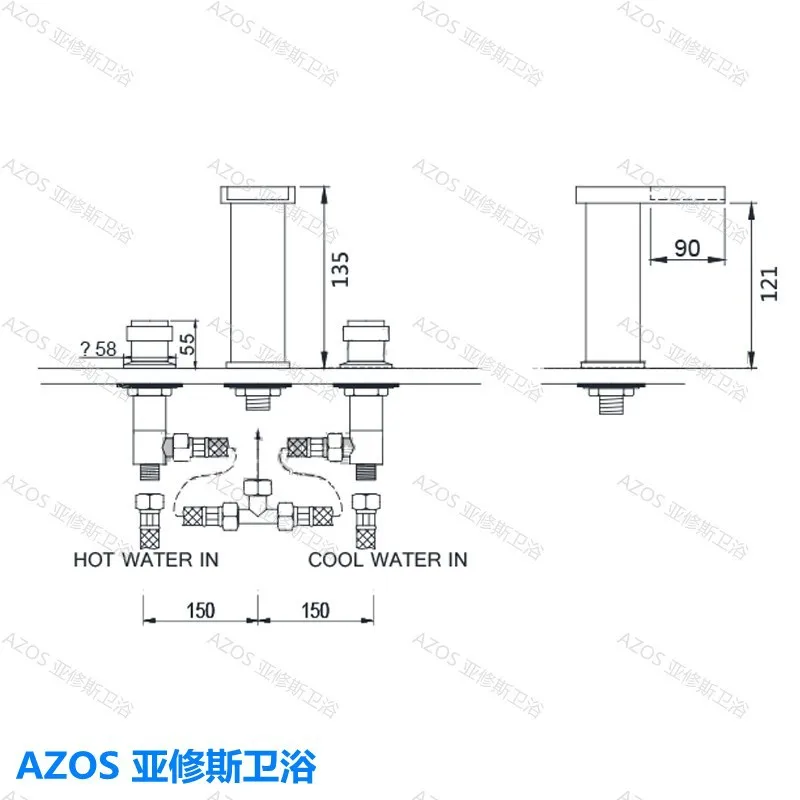 Смеситель для раковины MPSK013B светодиодный хромированный кран Водопад с 3