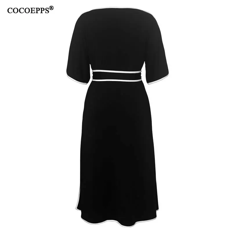 4XL 5XL размера плюс осенние женские платья с рукавом до локтя 2019 вечерние длинные