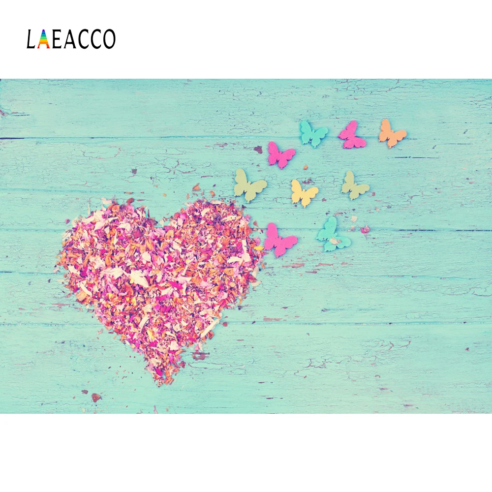 Laeacco деревянный фон серые доски ленты бабочка сердце шаблон ПЭТ кукла портрет